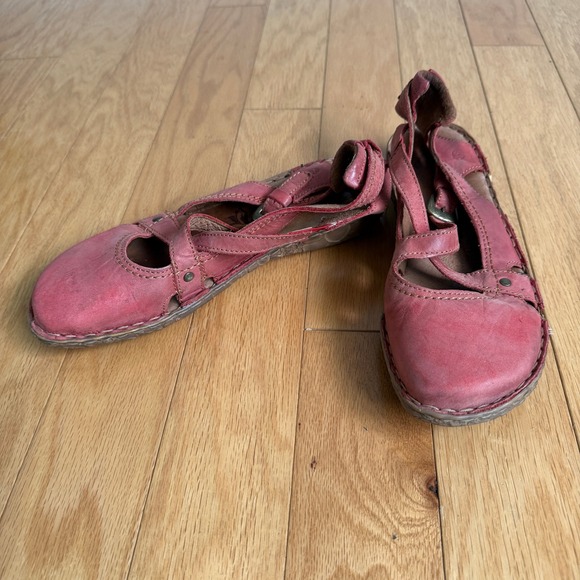 Josef Seibel Leather Mary Jane Comfort‎ Shoes Casual Buckle Red Size 39 - Picture 1 of 10